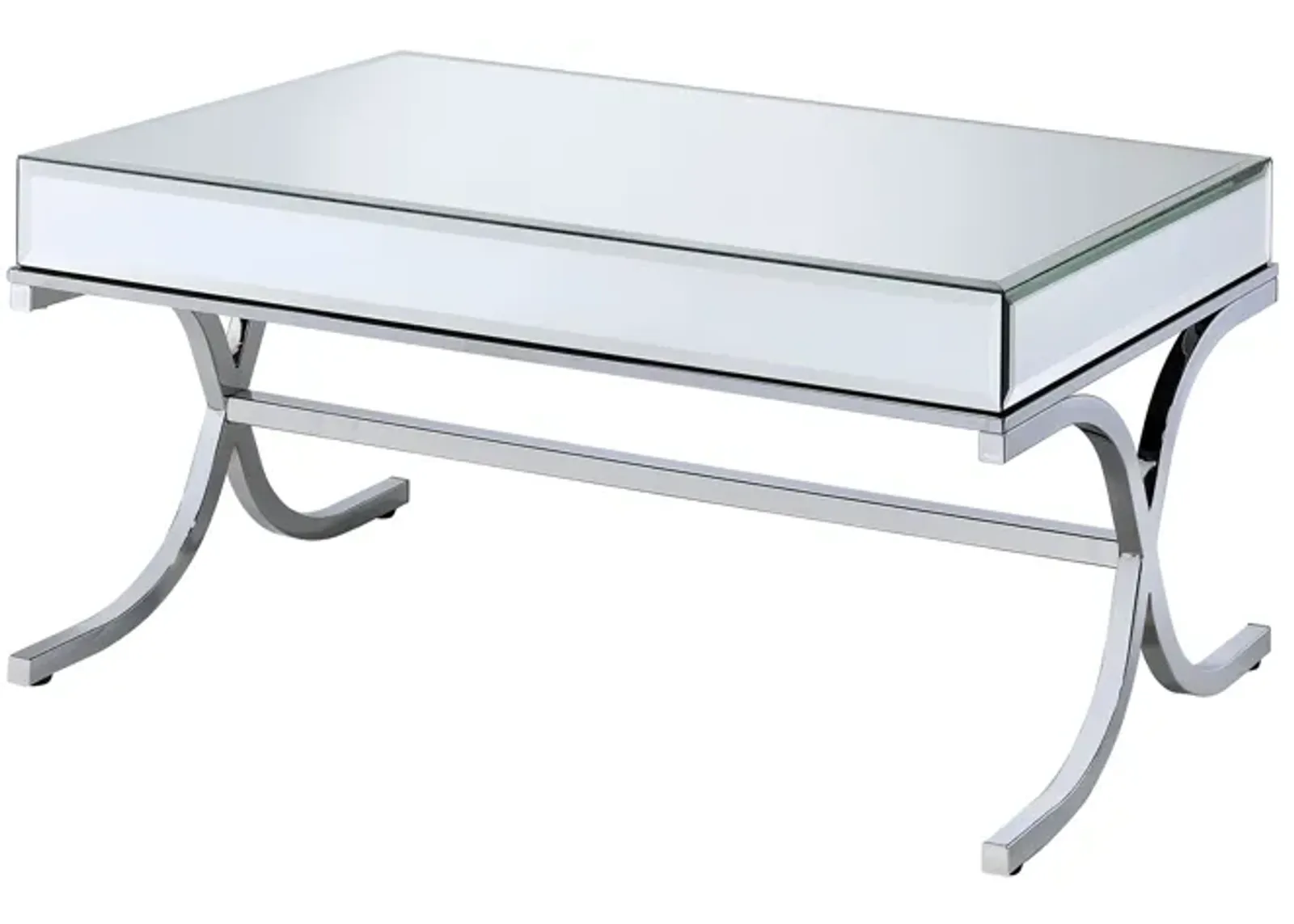 ACME Yuri Coffee Table, Mirrored Top & Chrome