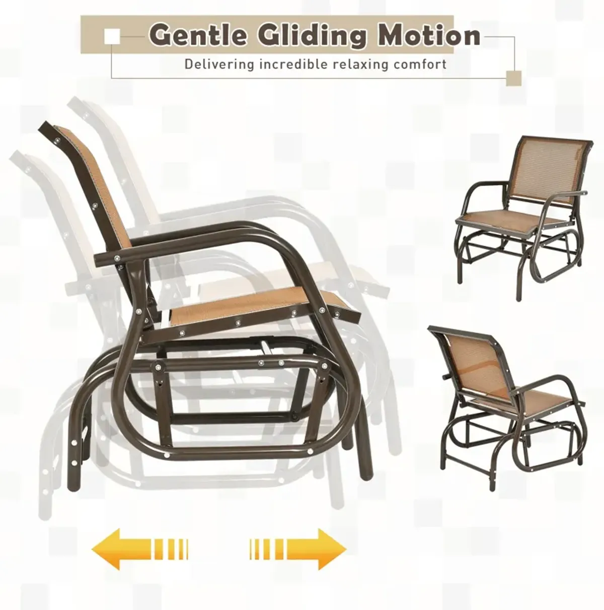 Outdoor Single Swing Glider Rocking Chair with Armrest