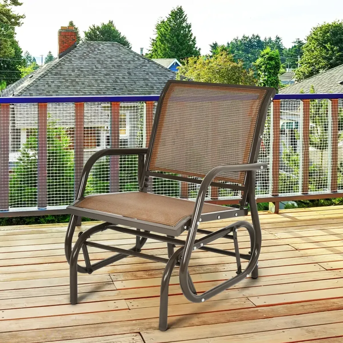 Outdoor Single Swing Glider Rocking Chair with Armrest