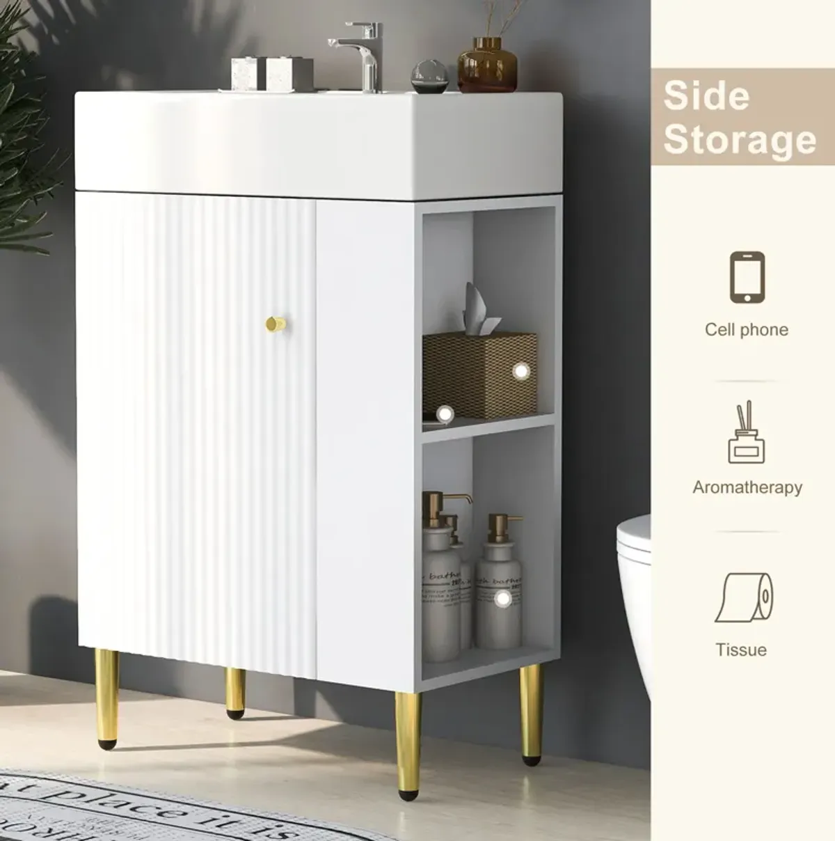 Merax Bathroom Vanity Cabinet with Right Side Storage