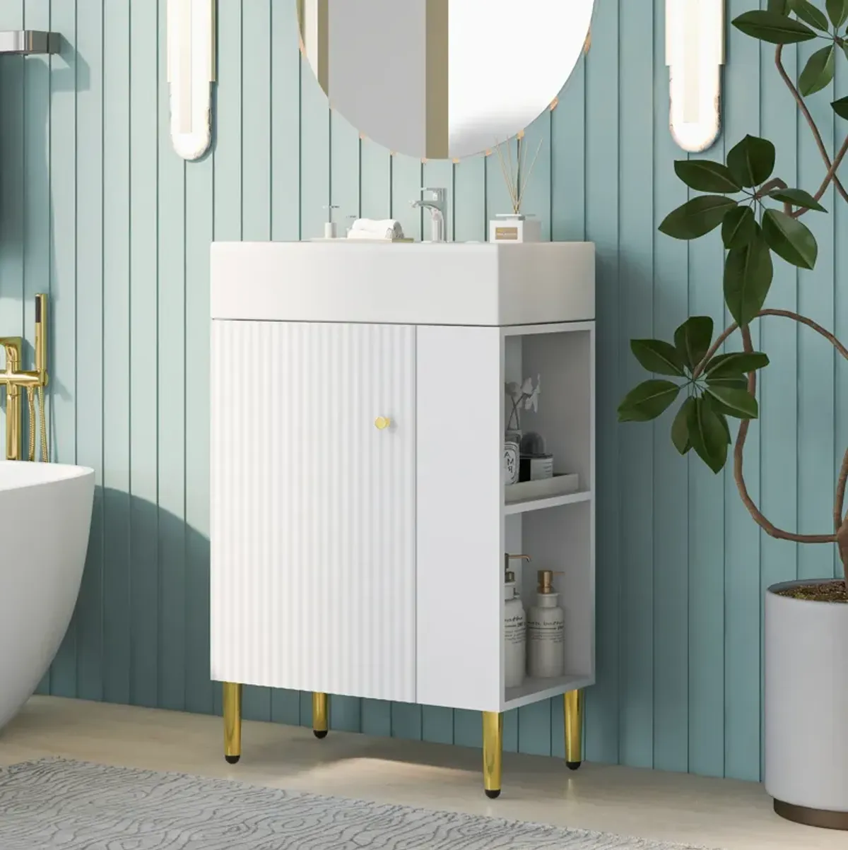 Merax Bathroom Vanity Cabinet with Right Side Storage