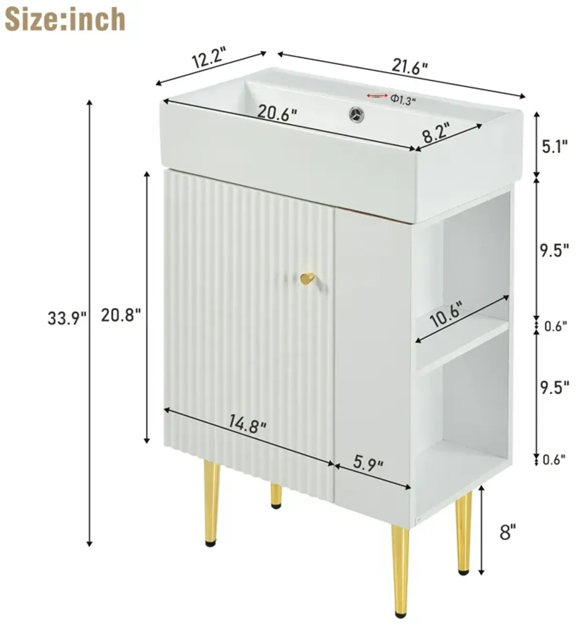 Merax Bathroom Vanity Cabinet with Right Side Storage