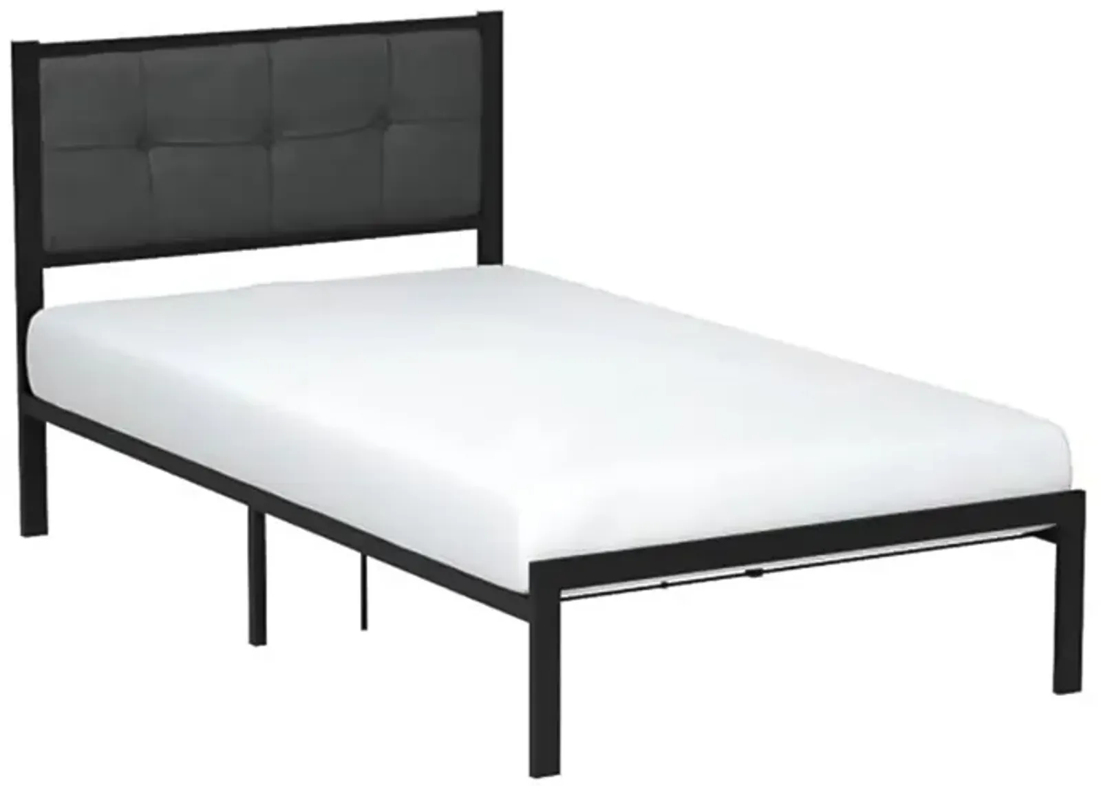 Hivvago Twin Metal Platform Bed Frame with Gray Button Tufted Upholstered Headboard