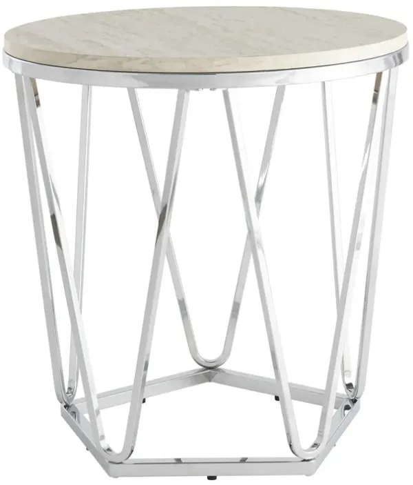 Hivvago 23" Silver Manufactured Wood And Iron Round End Table