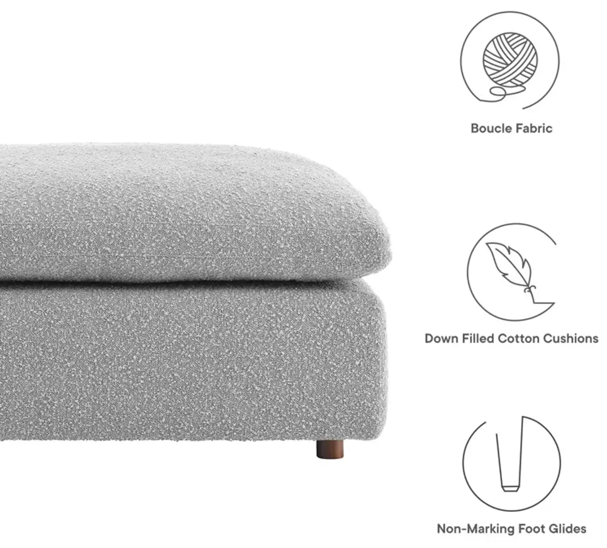 Commix Down Filled Overstuffed Boucle Fabric Ottoman