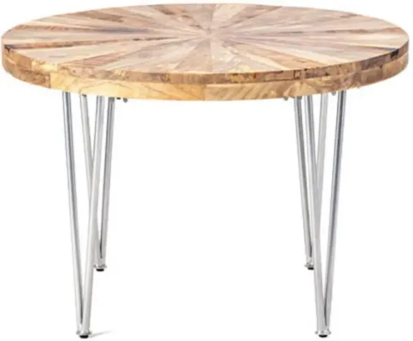 26 Inch Coffee Table, Modern, Mango Wood Top, Iron Legs, Silver, Brown