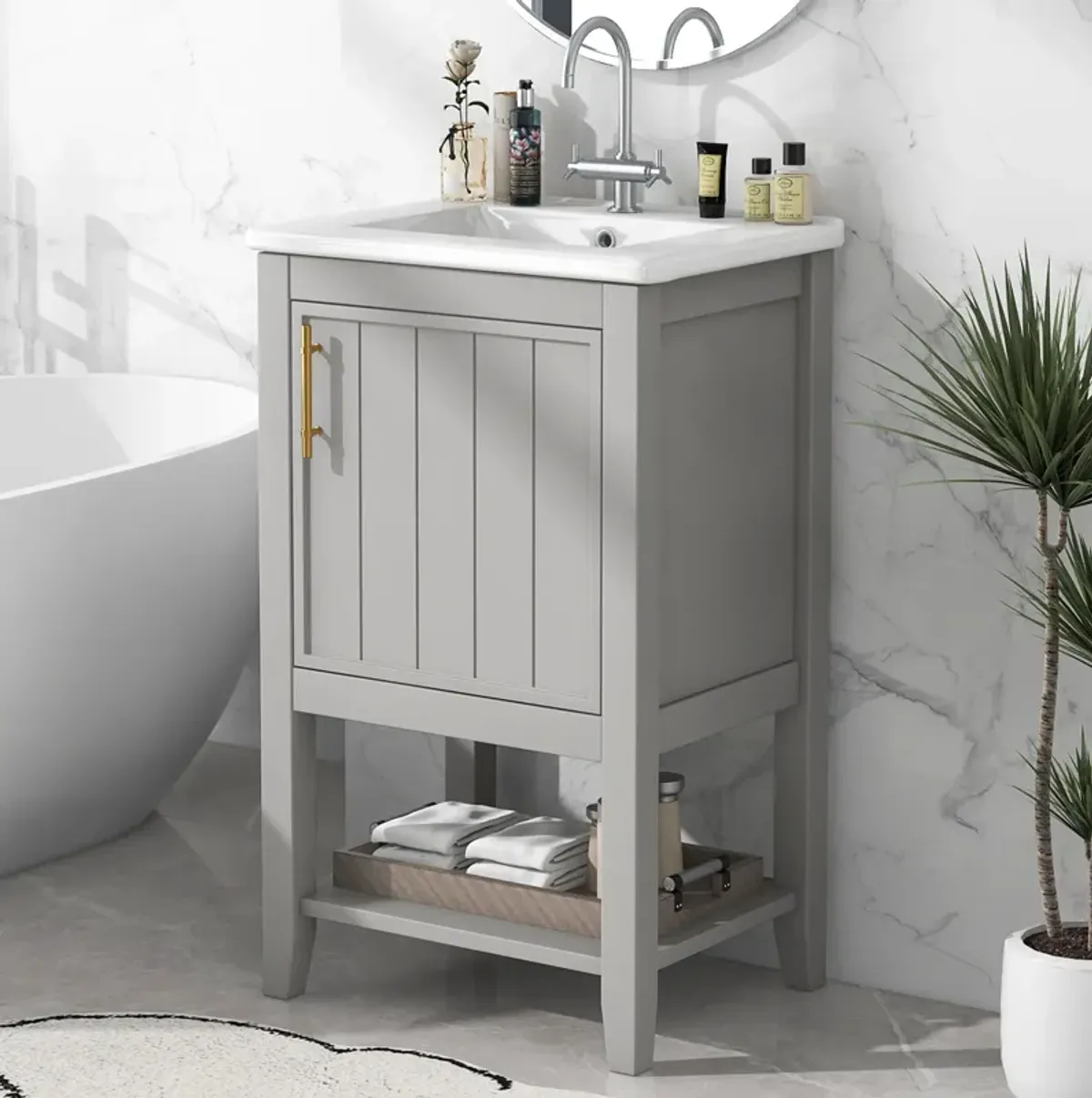 Modern Bathroom Vanity with Ceramic Sink