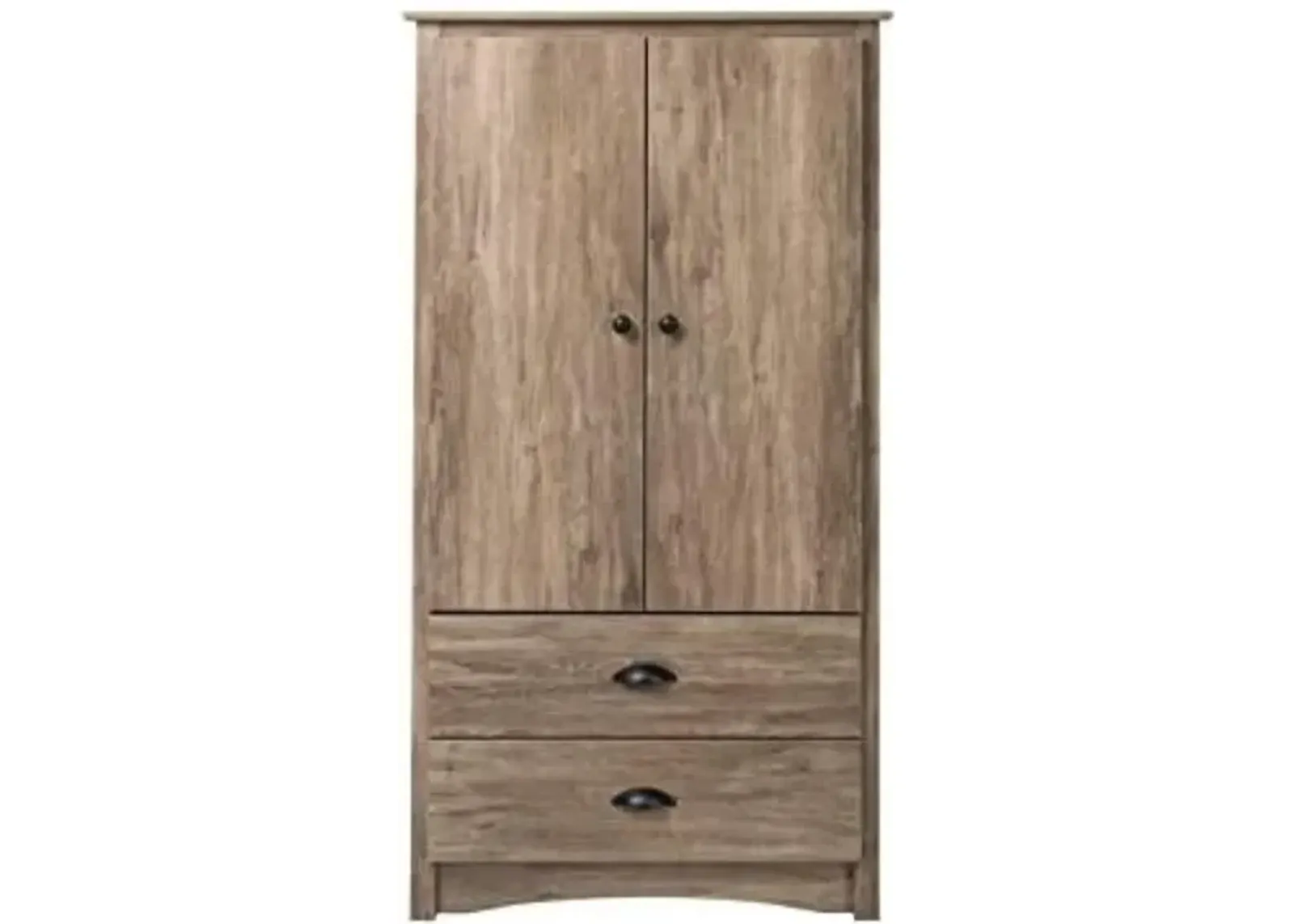 Farm Home Rustic 2 Drawer Bedroom Storage Armoire Grey Oak