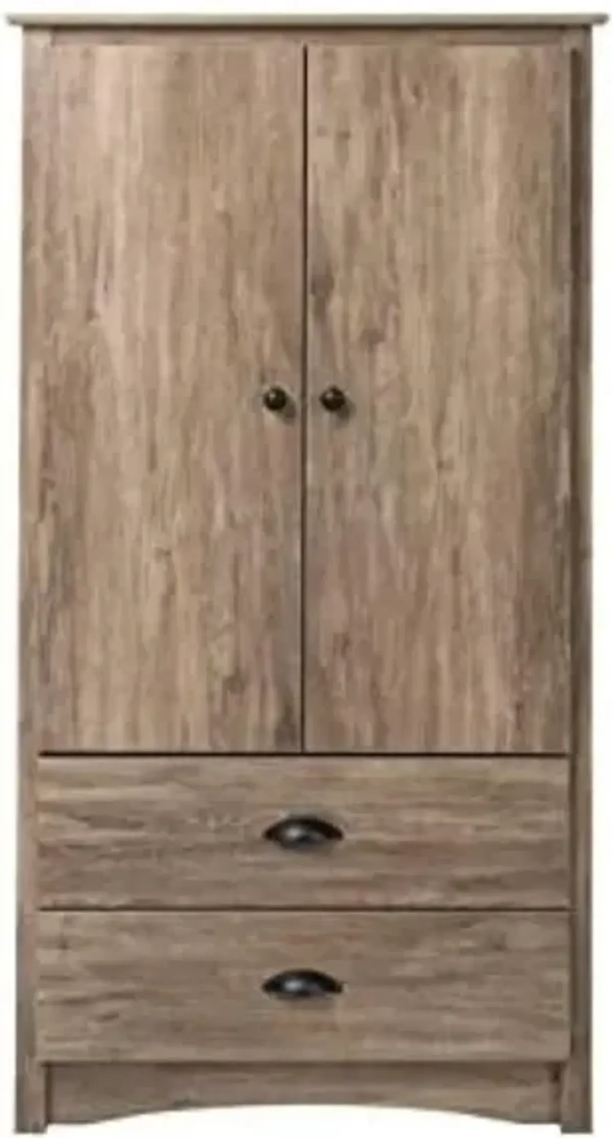 Farm Home Rustic 2 Drawer Bedroom Storage Armoire Grey Oak