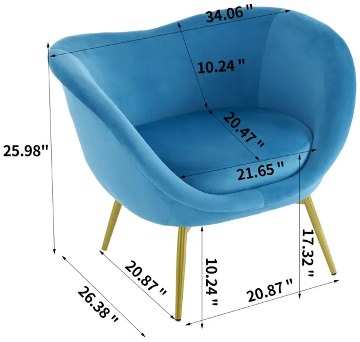 Merax Modern Teddy Accent Chair with Metal Legs