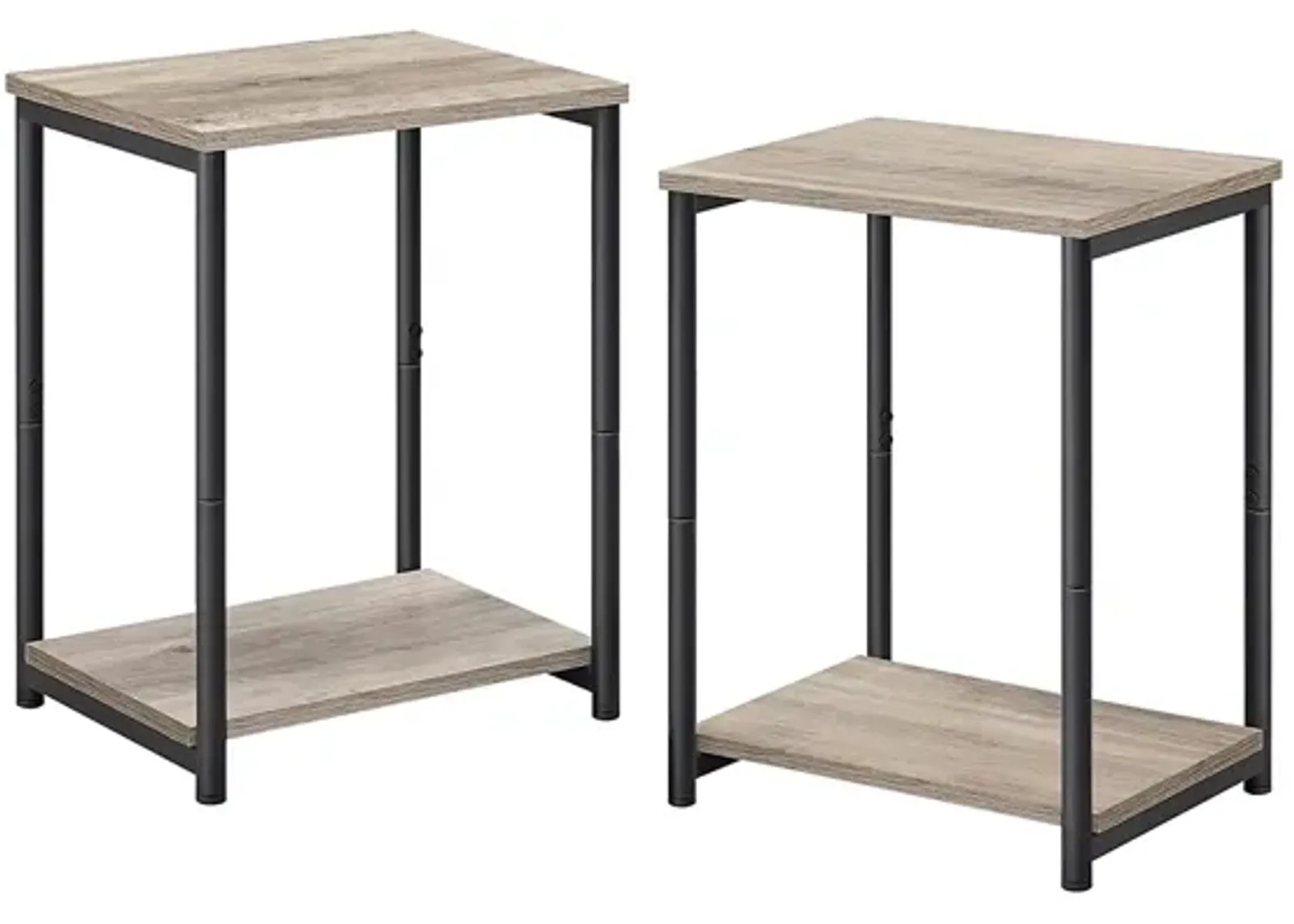 Steel Frame End Tables with Storage Shelf for Living Room and Bedroom- Set of 2