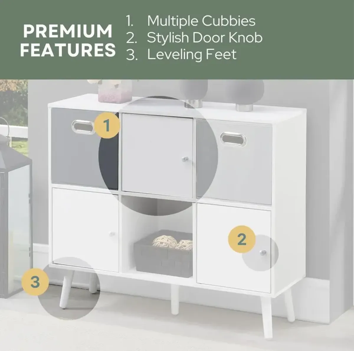 Convience Concept, Inc. Xtra Storage 3x2 3 Door Cabinet Console Table