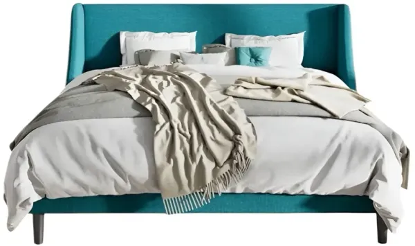 Upholstered Linen Blend Headboard Wingback Platform Bed