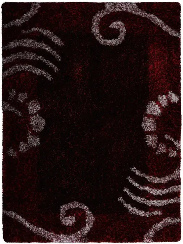 RUGSOTIC CARPETS HAND TUFTED SHAG POLYESTER ECO-FRIENDLY AREA RUGS  - 4'x6', Rectangle, Red, Contemporary Modern Design, High Pile Thick Handmade Anti Skid Rugs for Living Room, Bed Room K00026