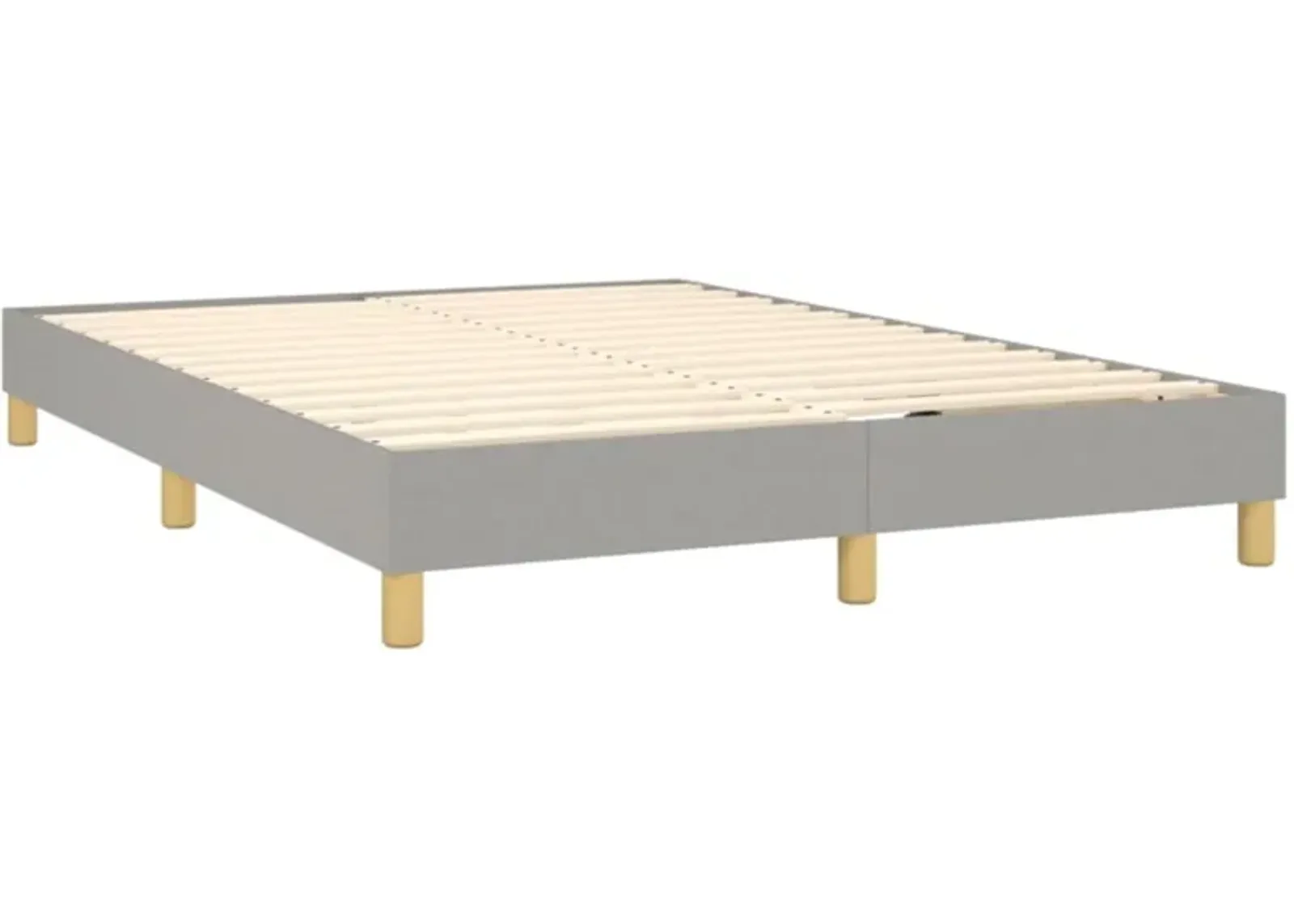 vidaXL Light Gray Box Spring Bed Frame for Queen Mattress, Fabric Upholstered and Wood Constructed Modern Style Bed Frame