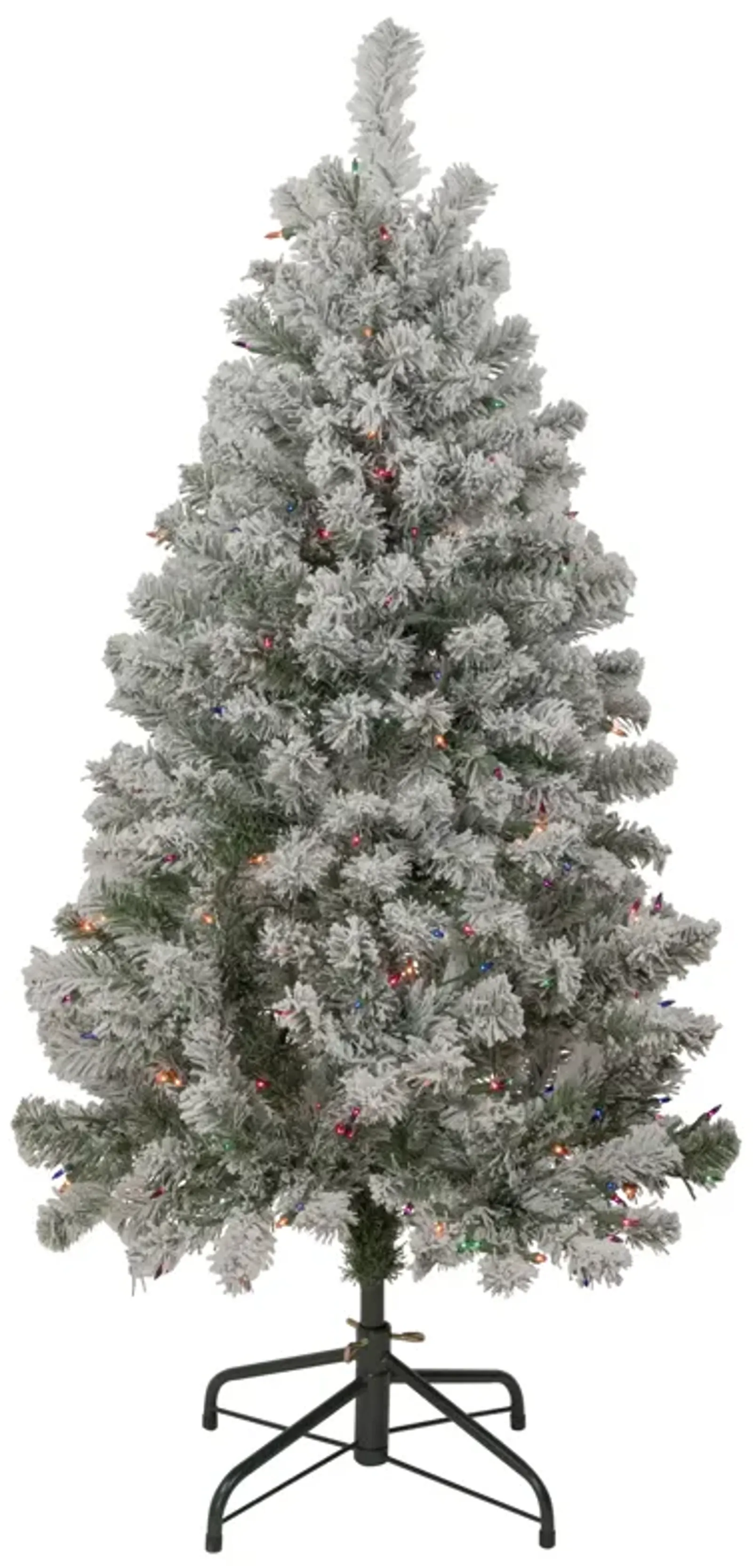 4.5' Pre-Lit Flocked Madison Pine Artificial Christmas Tree  Multi Lights