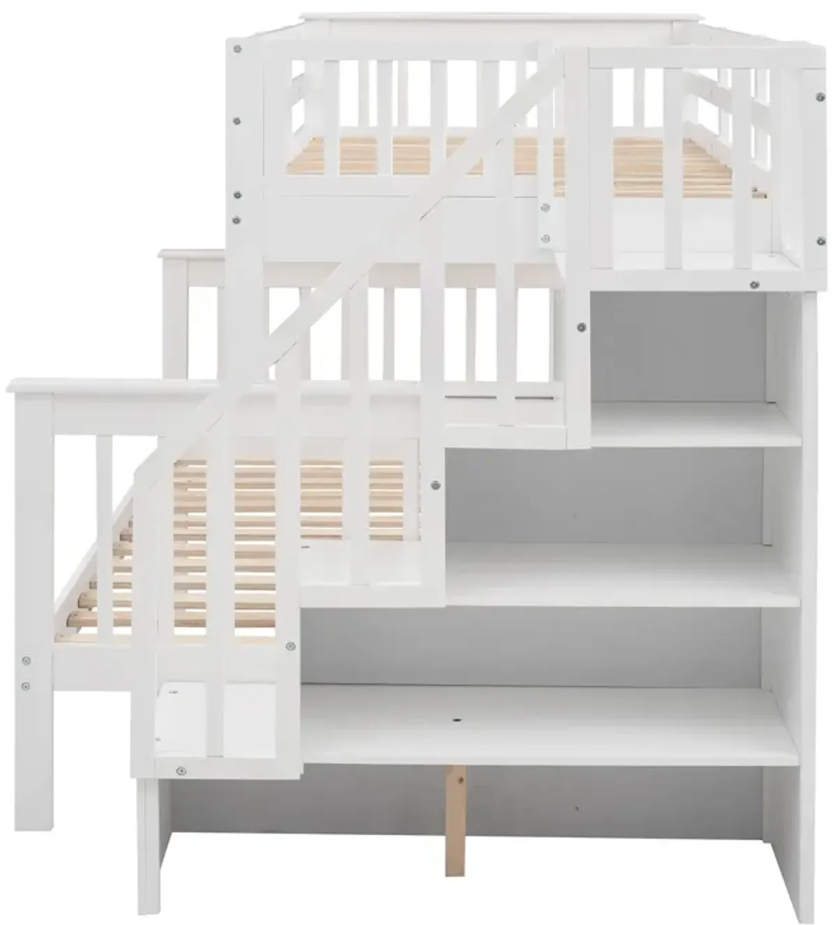 Merax Stairway Twin-Over-Full Bunk Bed with Storage and Guard Rail