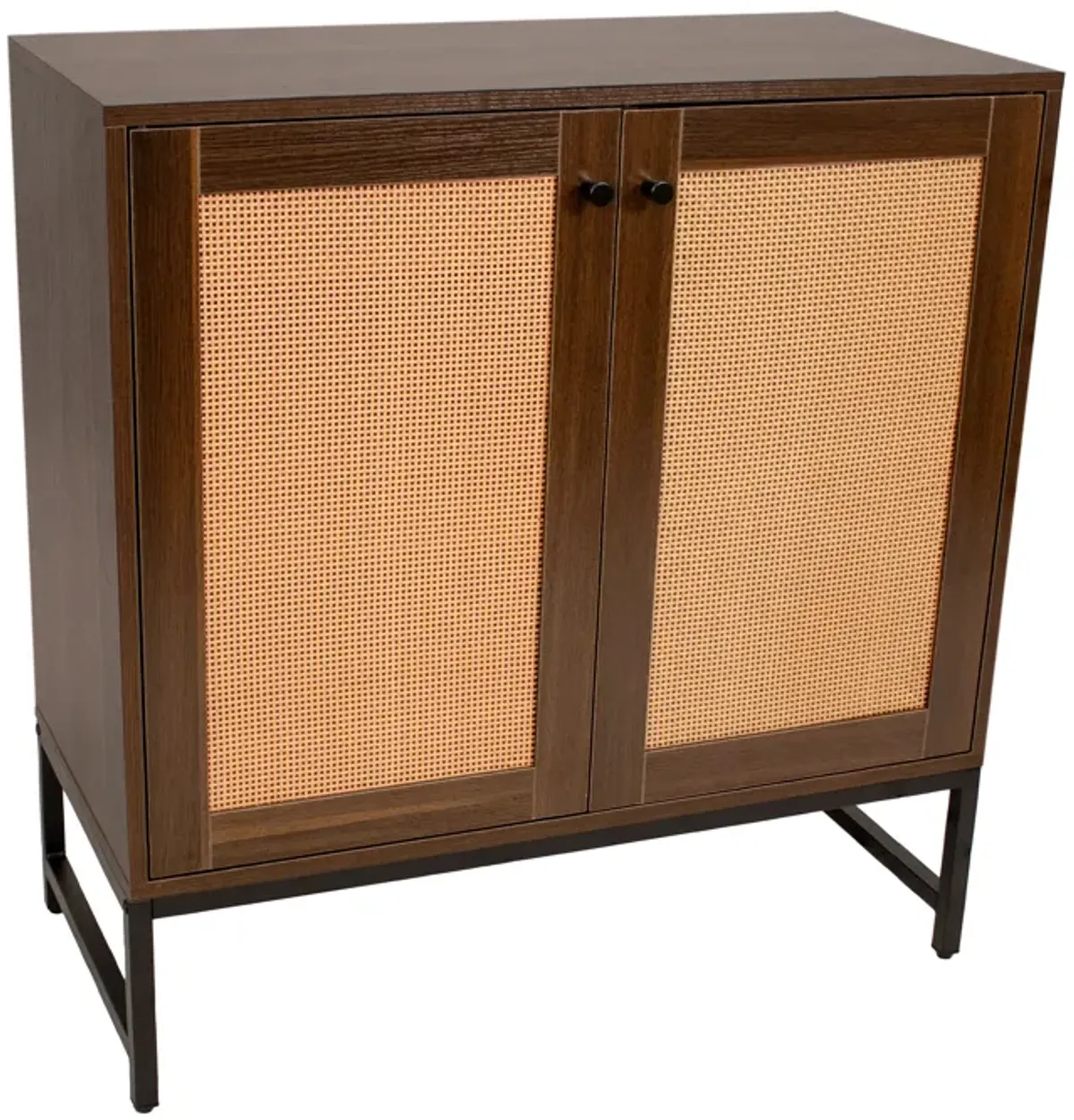 2-Door MDF Accent Cabinet with Shelf and Rattan Doors