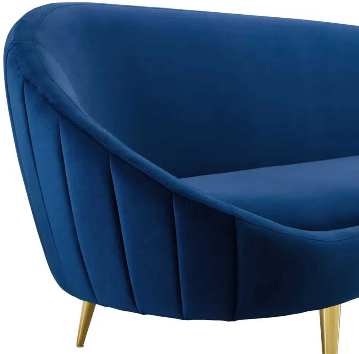 Sublime Vertical Curve Back Performance Velvet Sofa - Navy