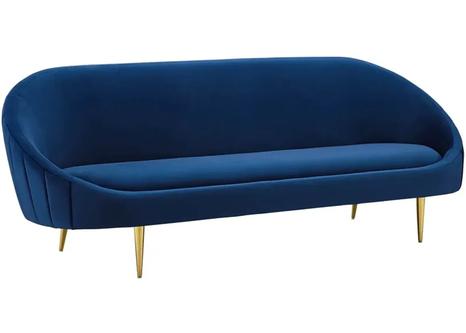 Sublime Vertical Curve Back Performance Velvet Sofa - Navy