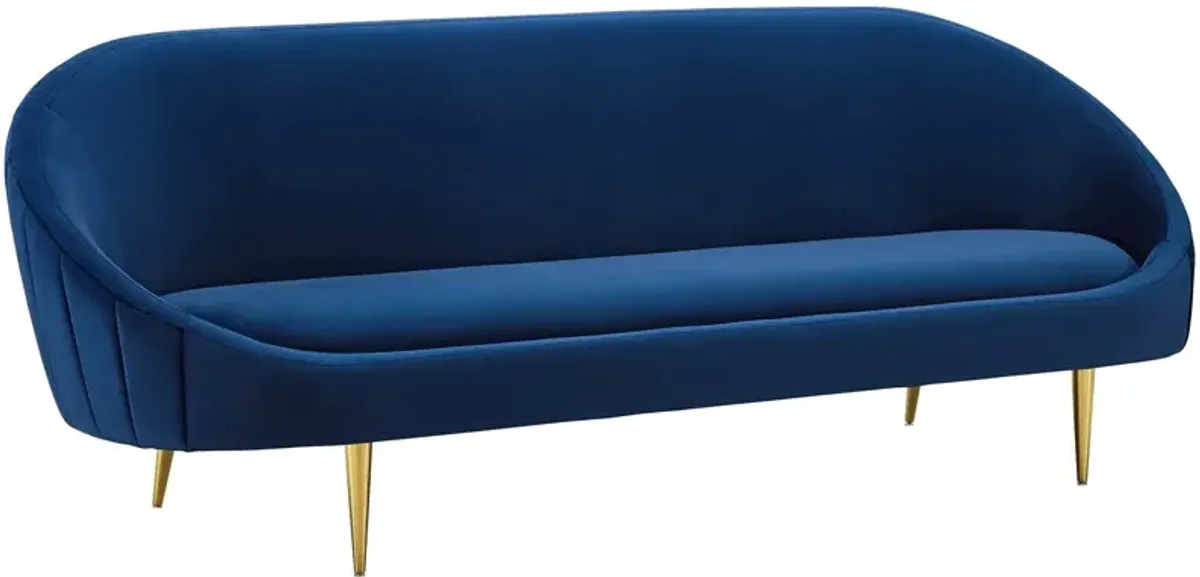 Sublime Vertical Curve Back Performance Velvet Sofa - Navy