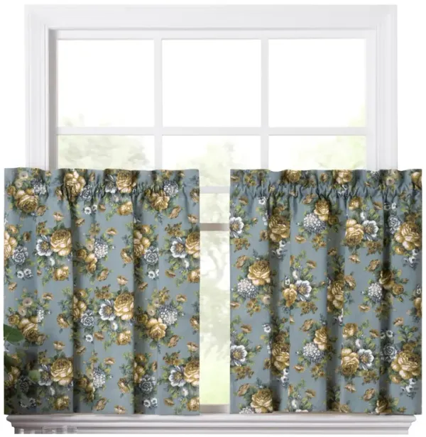Ellis Bella Rose Stylish Medium Scale Printed Floral Pattern 1.5" Rod Pocket Tier for Windows 56"x24" Wedge