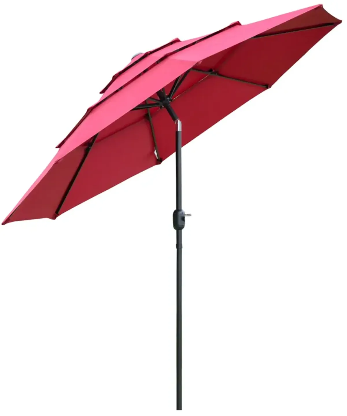 Wine Red Sun Shield: 9' 3-Tier Patio Umbrella with Crank Tilt