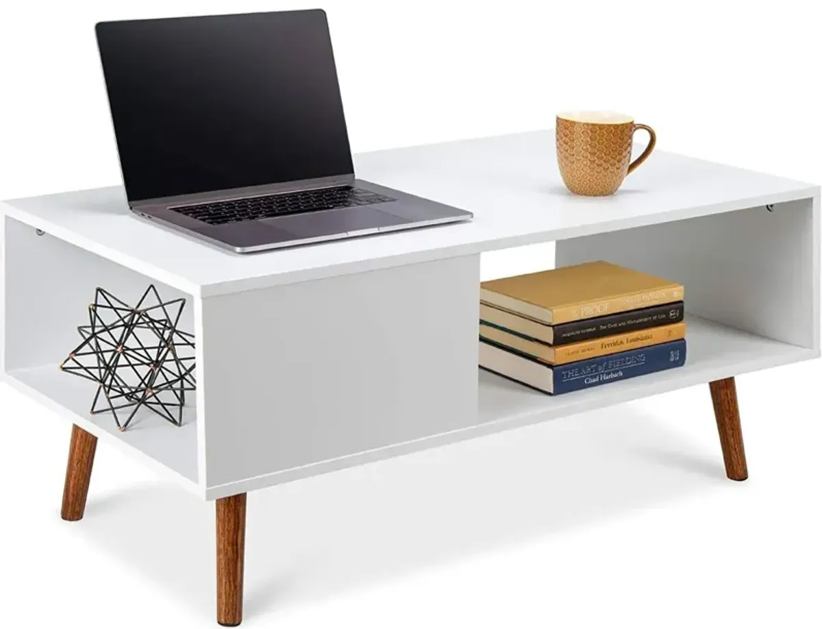 Hivvago Modern Mid-Century Coffee Table Living Room Storage Shelf