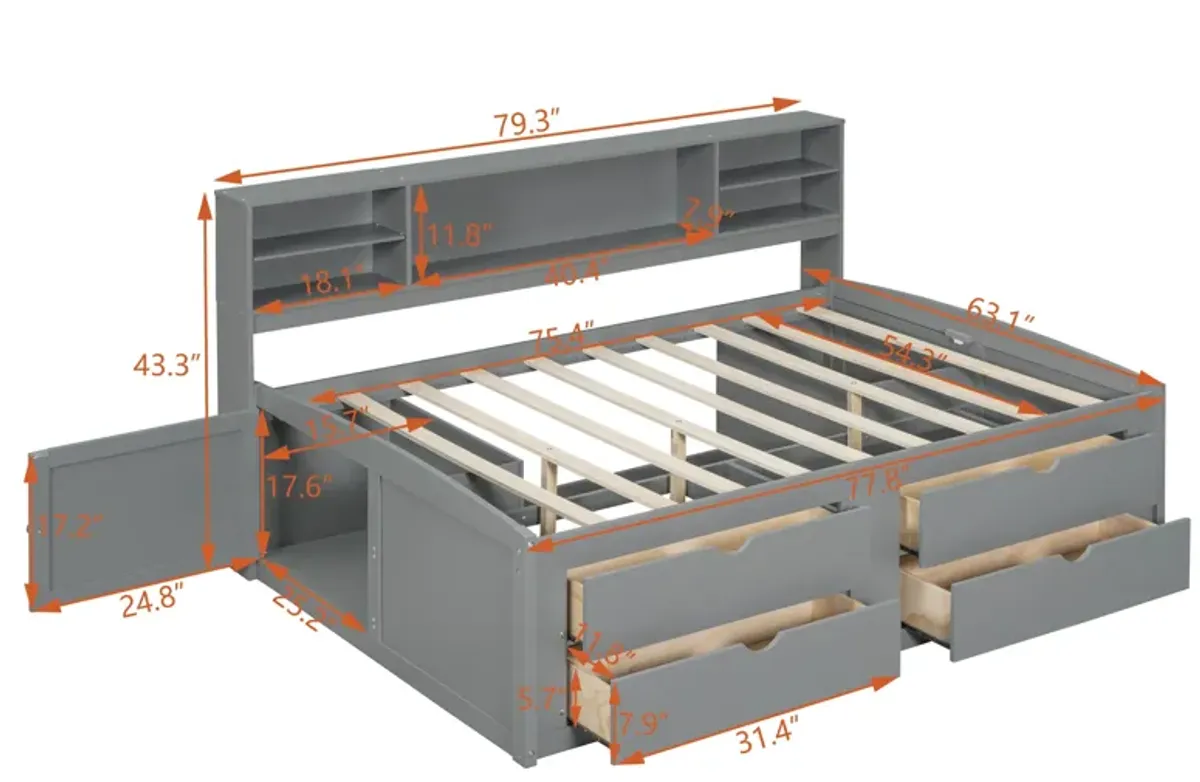 Merax Wood Daybed with Storage Cabinets