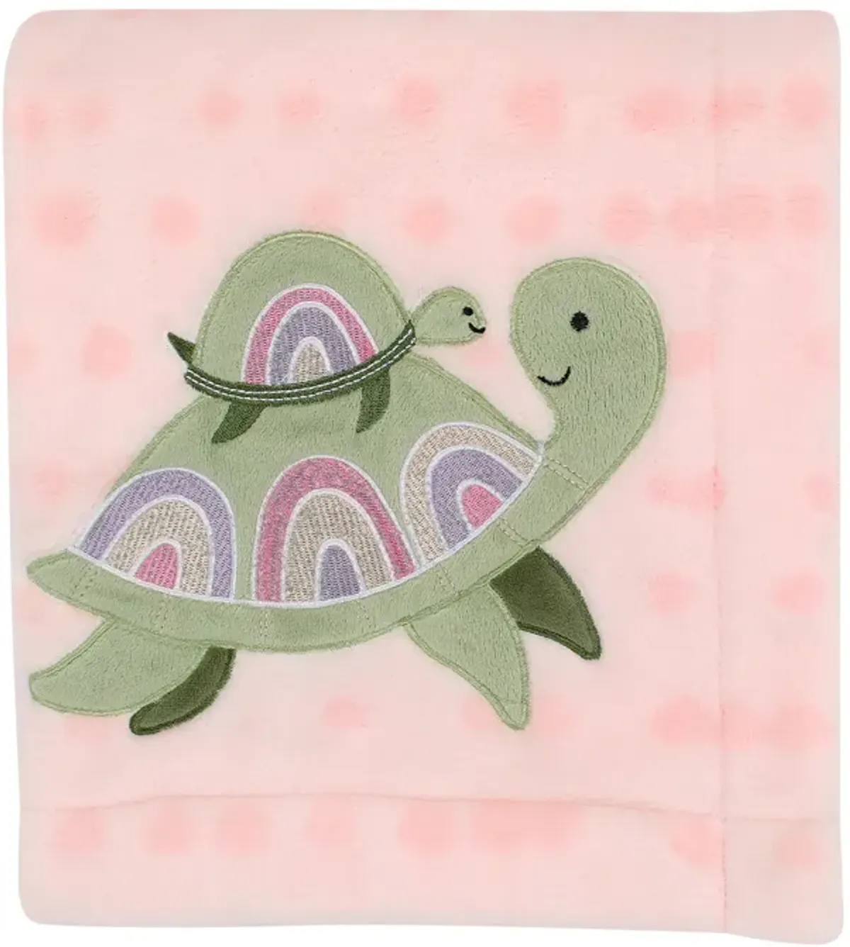 Lambs & Ivy Sea Dreams Cozy Pink Fleece Turtle Applique Baby Blanket