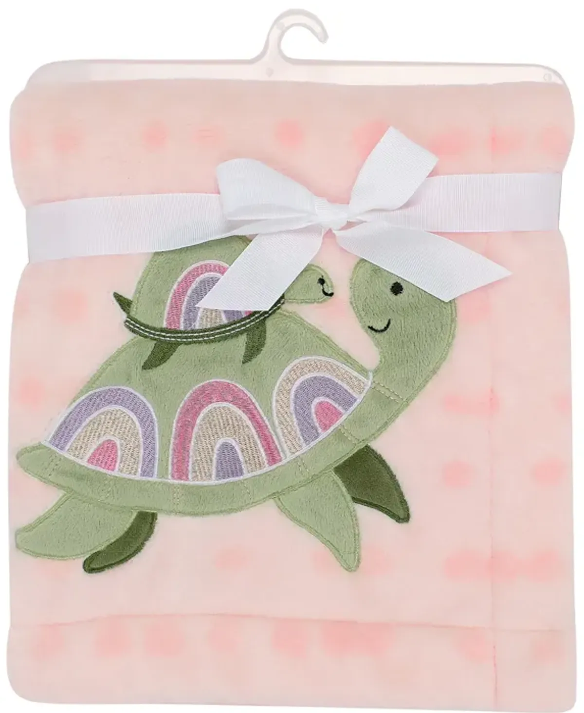 Lambs & Ivy Sea Dreams Cozy Pink Fleece Turtle Applique Baby Blanket