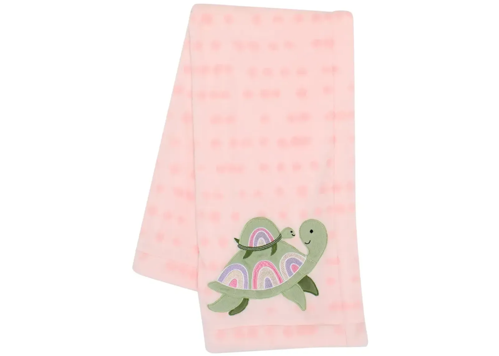 Lambs & Ivy Sea Dreams Cozy Pink Fleece Turtle Applique Baby Blanket