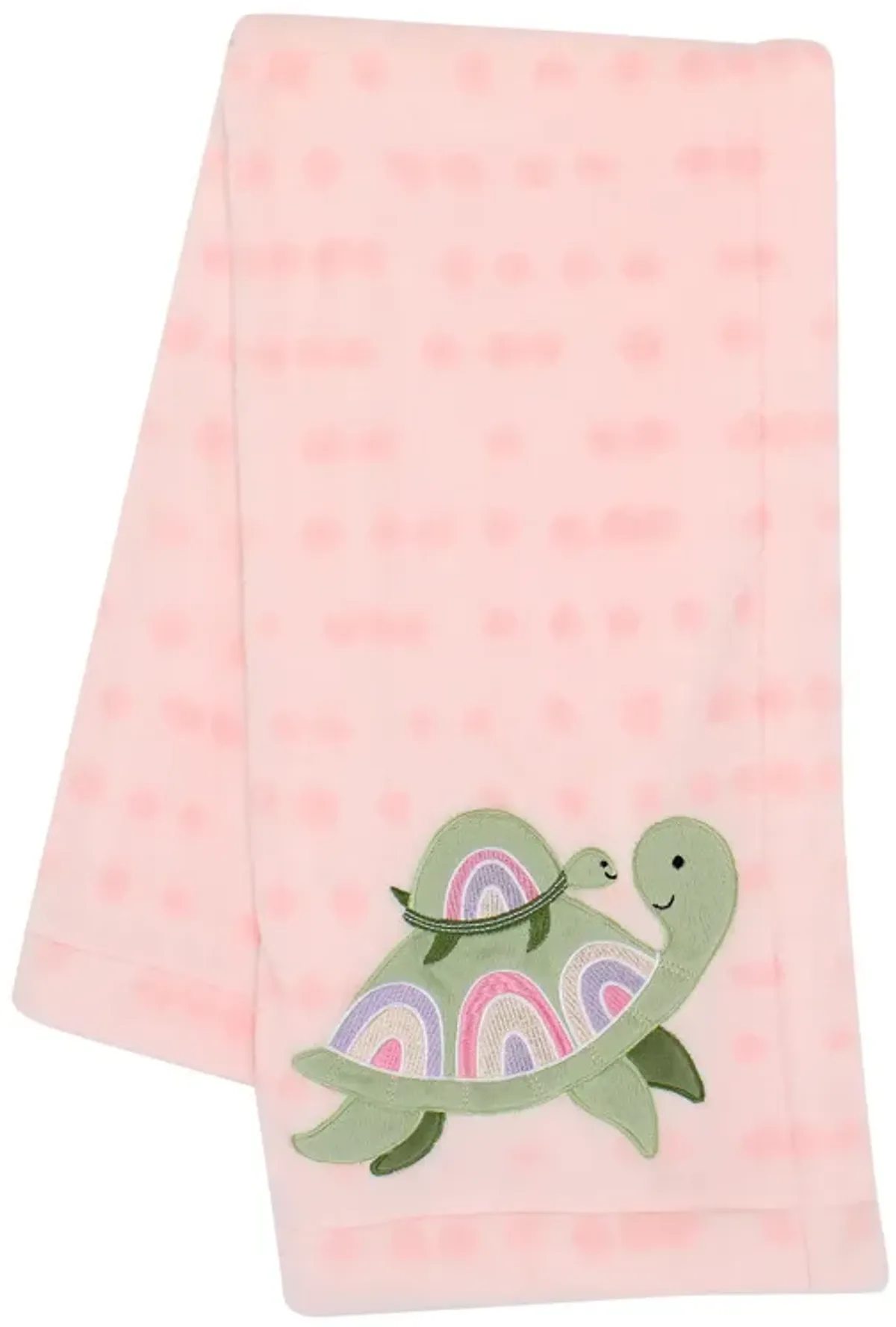 Lambs & Ivy Sea Dreams Cozy Pink Fleece Turtle Applique Baby Blanket