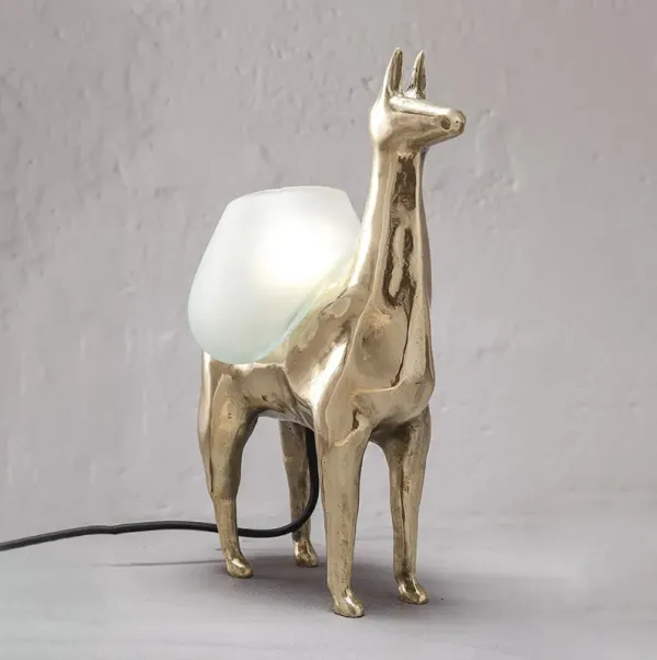 LLAMA Table Lamp in Casted Bronze and Handblown Glass by ANDEAN, In Stock