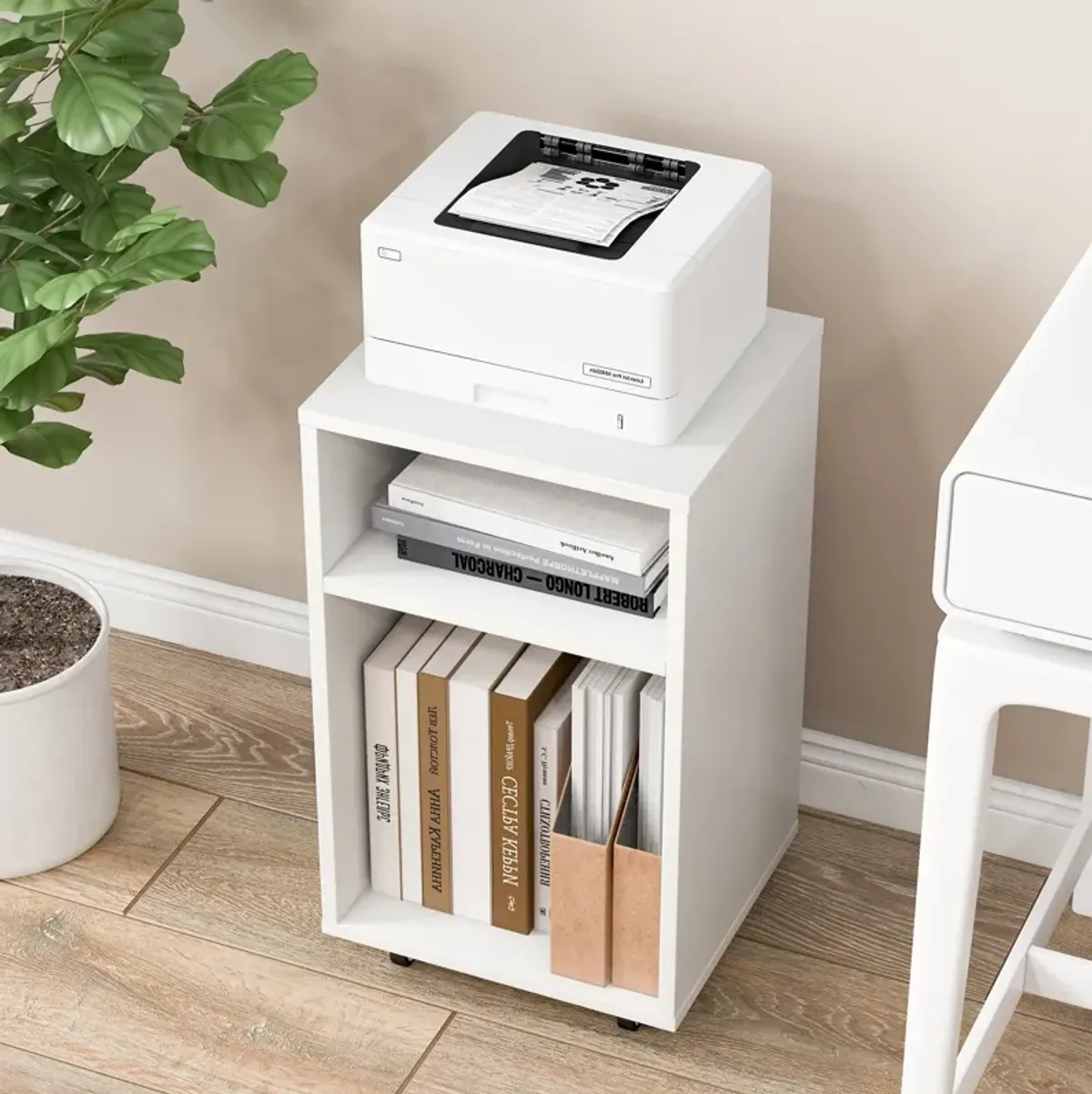 Mobile File Cabinet Wooden Printer Stand Vertical Storage Organizer