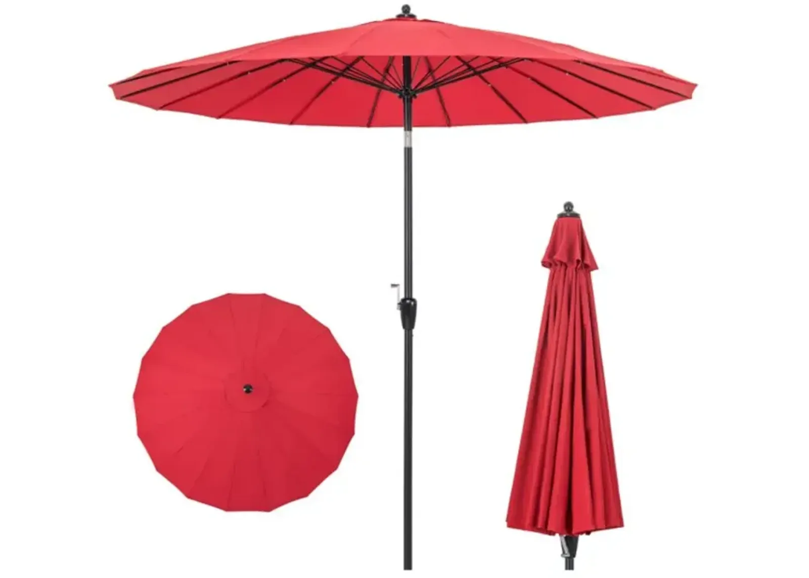 Hivvago 9 Feet Round Patio Umbrella with 18 Fiberglass Ribs