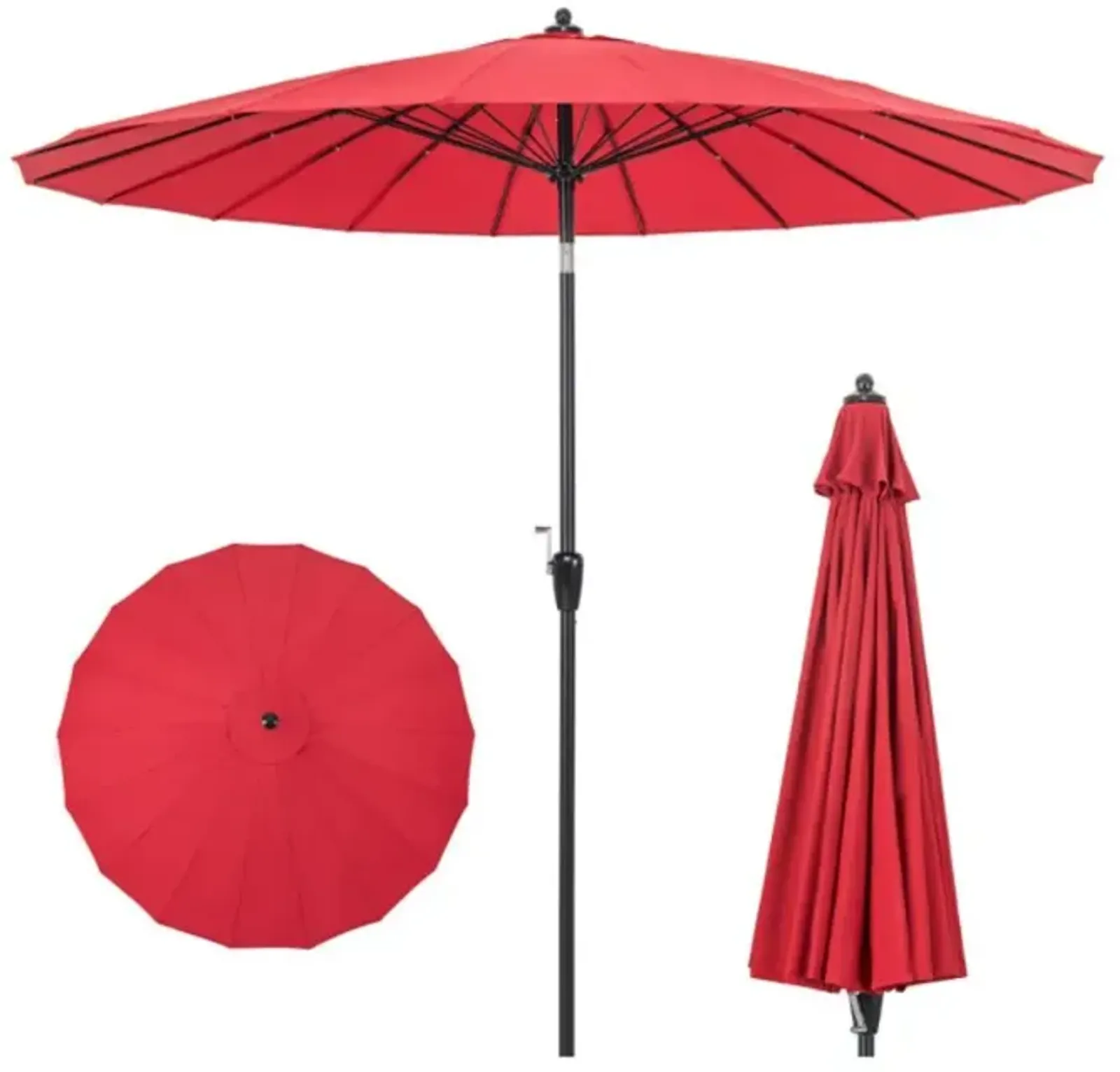 Hivvago 9 Feet Round Patio Umbrella with 18 Fiberglass Ribs