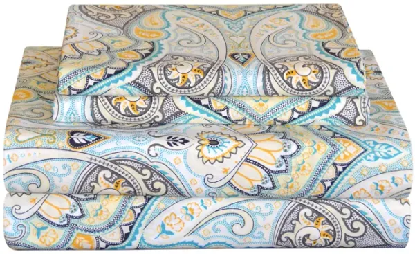 Pointehaven Cypress 200 Thread Count Printed Cotton Percale 3 pc Sheet Set, Twin Extra Long