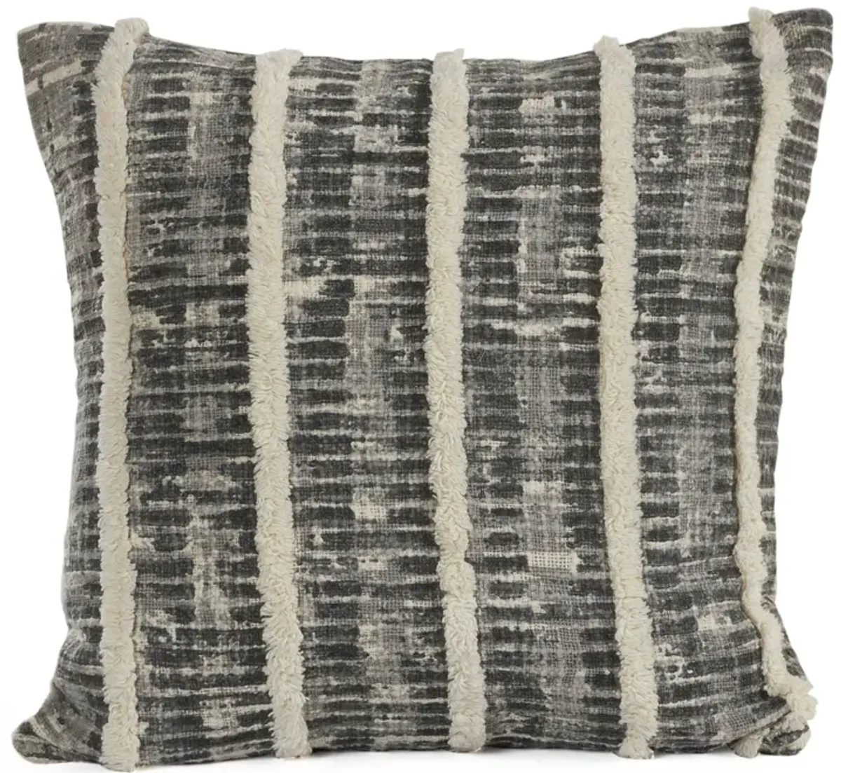 18" Black and Gray Distressed Square Throw Pillow