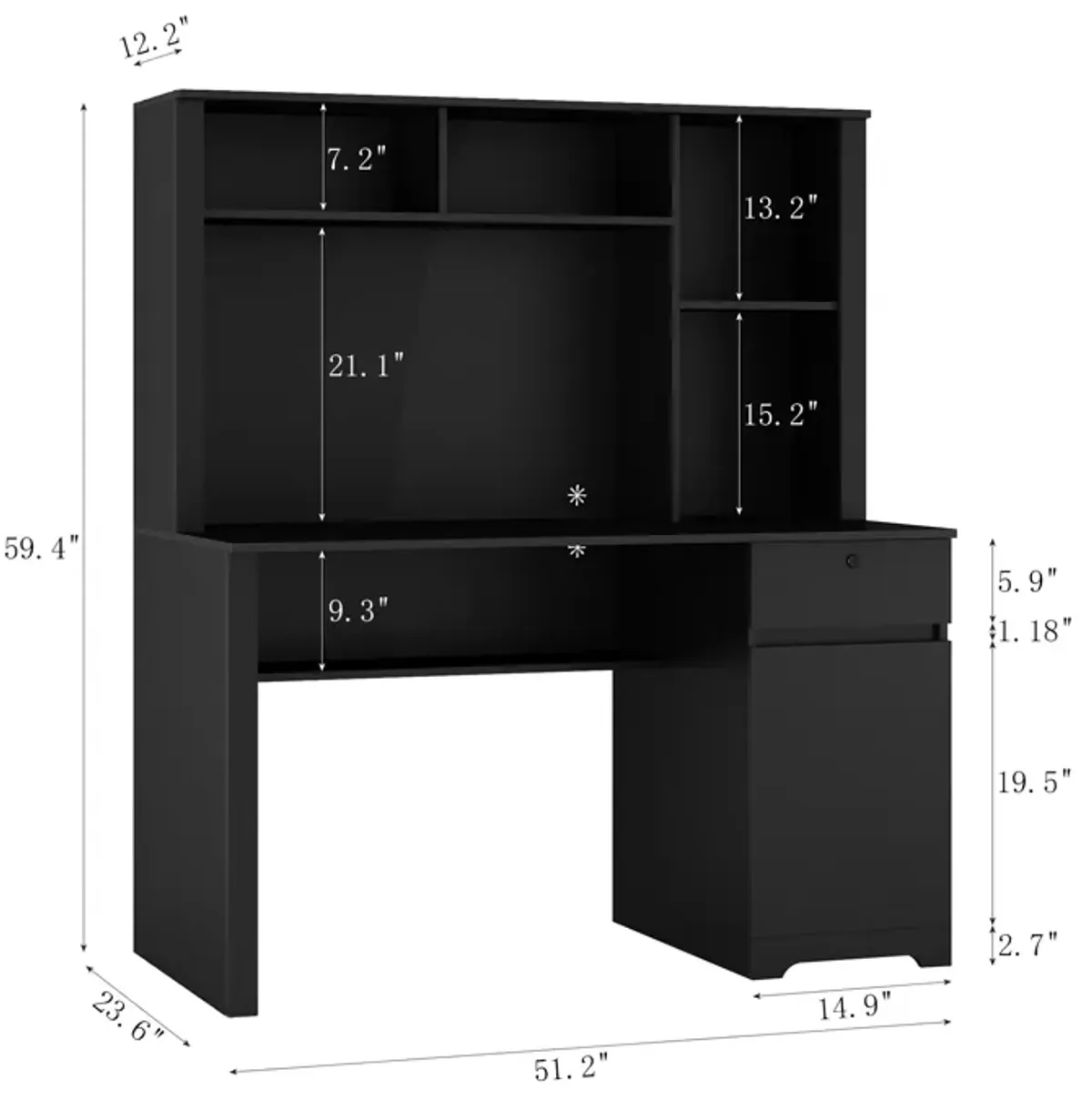 Multi-functional Home Office Work Desk with Storage, Charger, and Lockable Drawer