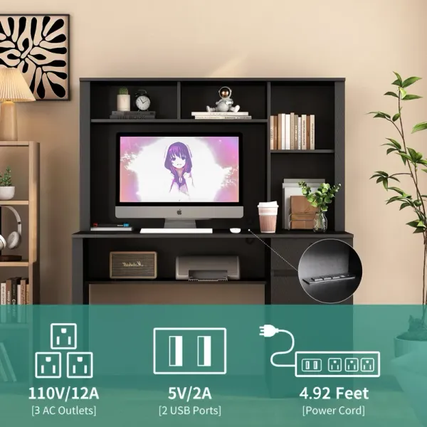 Streamdale Multipurpose Home Office Desk with Charger and Drawer