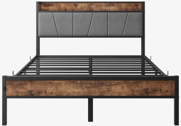 Headboard with Storage Shelves Charging Station and Stable Structure
