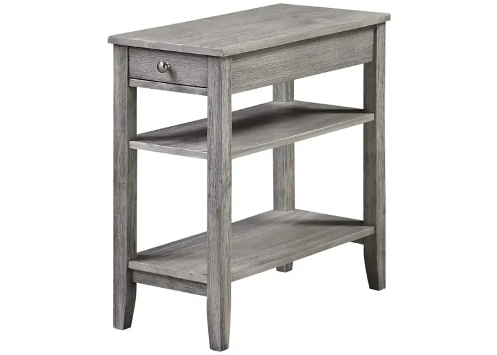 Convenience Concepts American Heritage 1 Drawer Chairside End Table with Shelves Wirebrush Light Gray