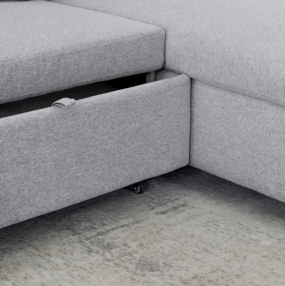 Linen L-Shaped Reversible Sofa Bed for Tight Spaces