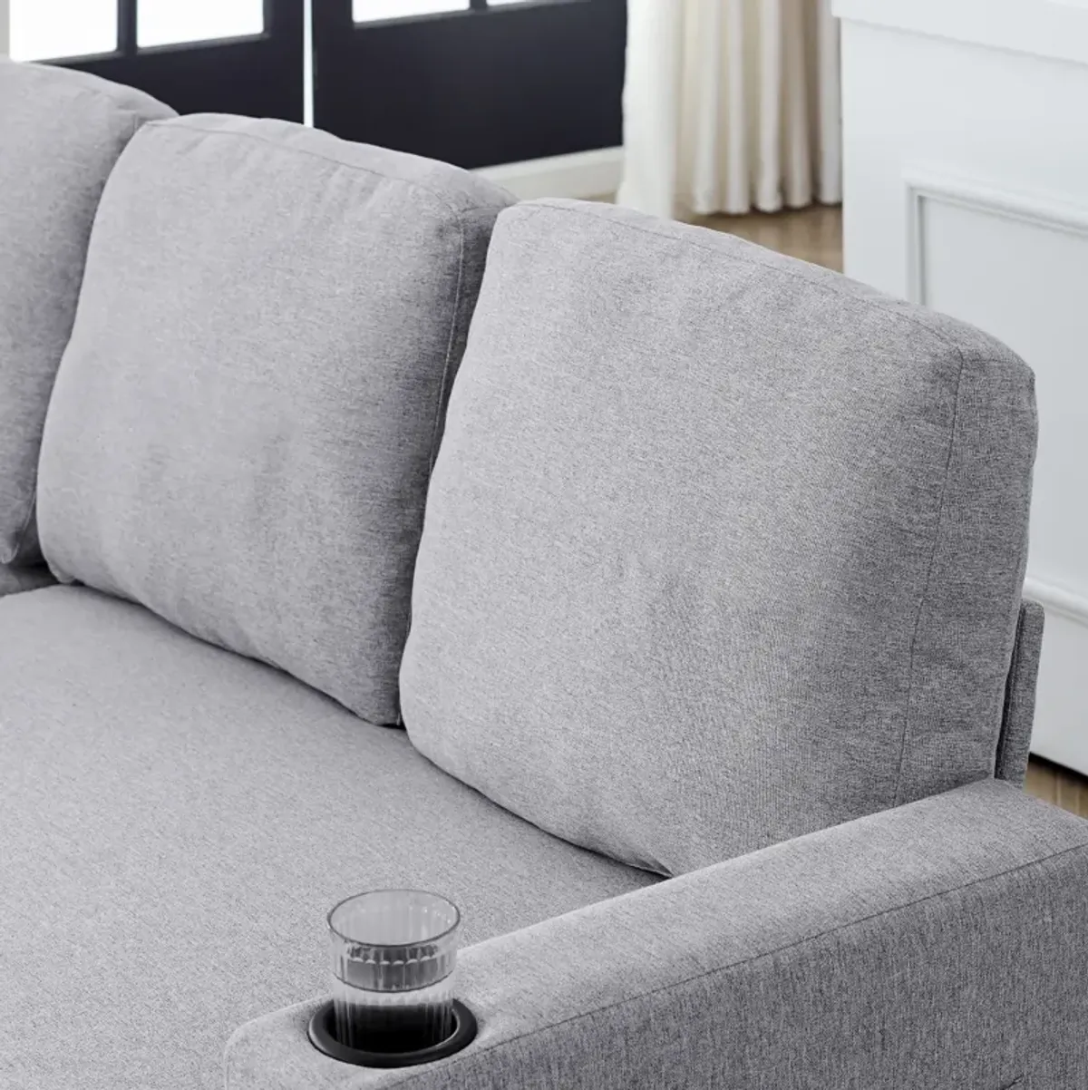 Linen L-Shaped Reversible Sofa Bed for Tight Spaces