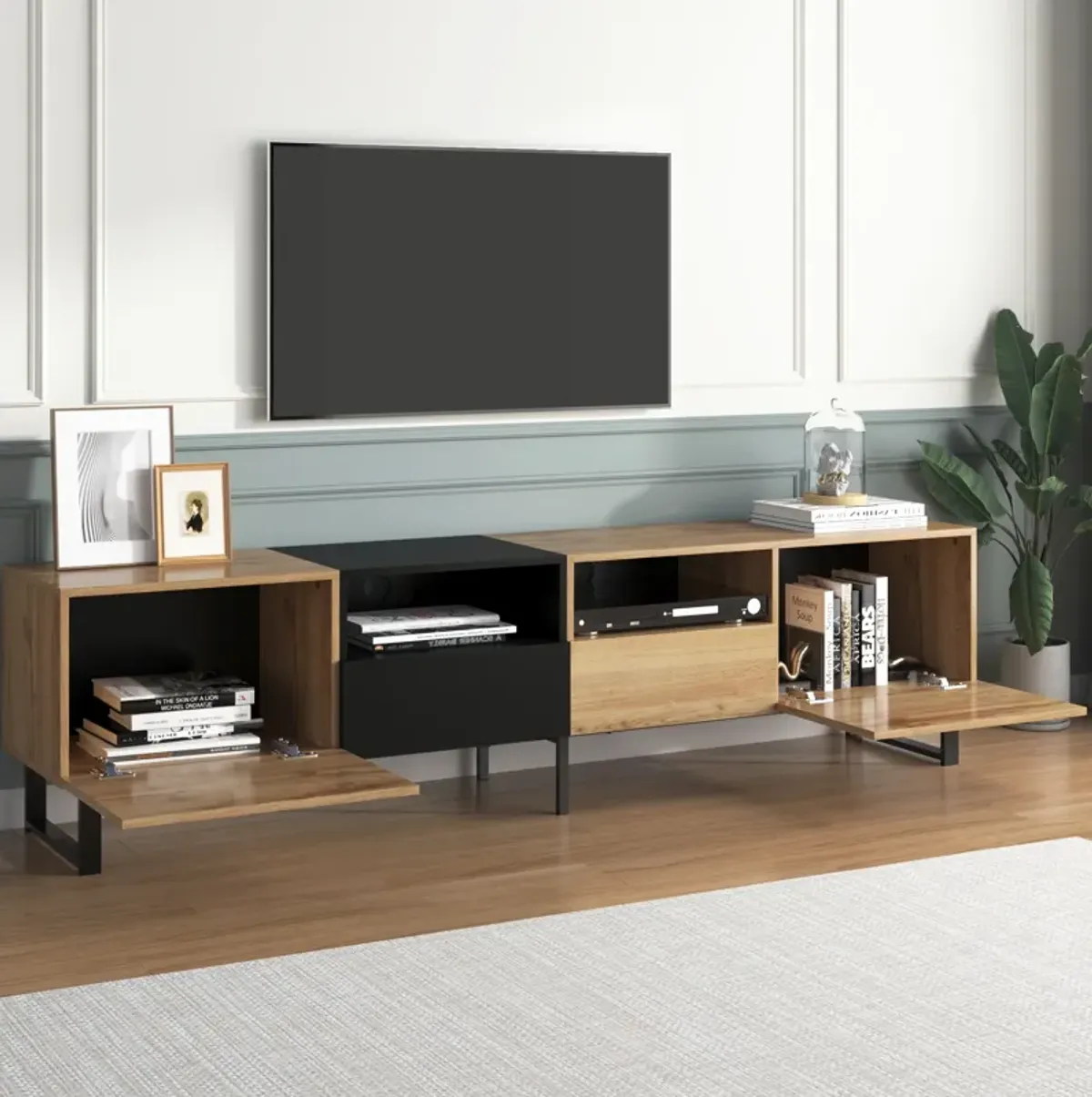 Merax Modern TV Stand with 2 Storage Cabinets