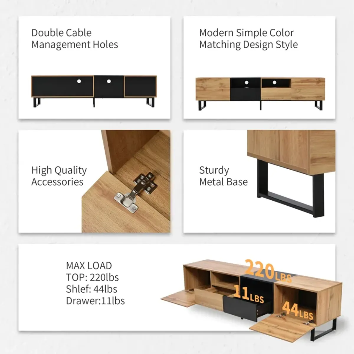 Merax Modern TV Stand with 2 Storage Cabinets