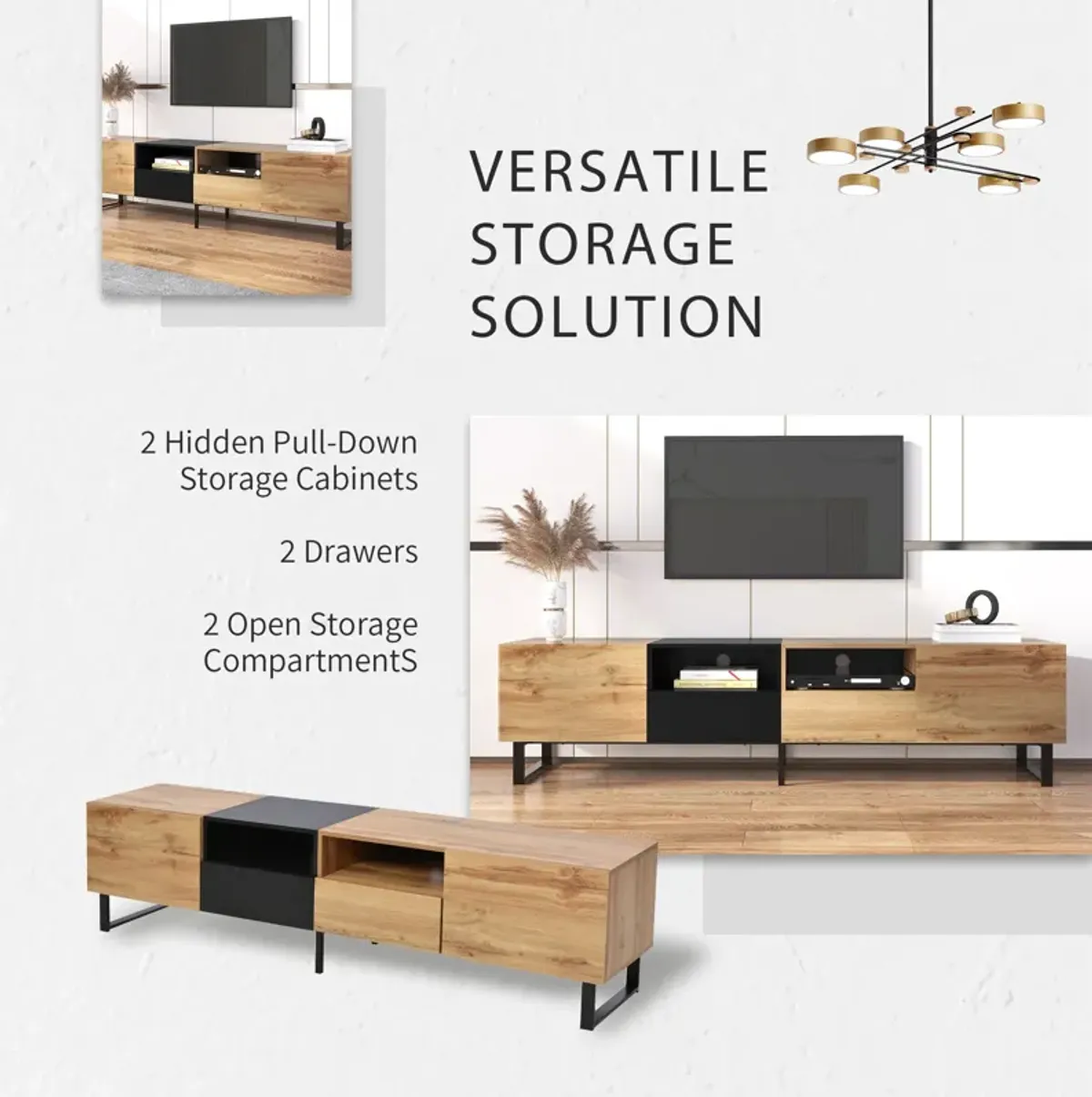 Merax Modern TV Stand with 2 Storage Cabinets