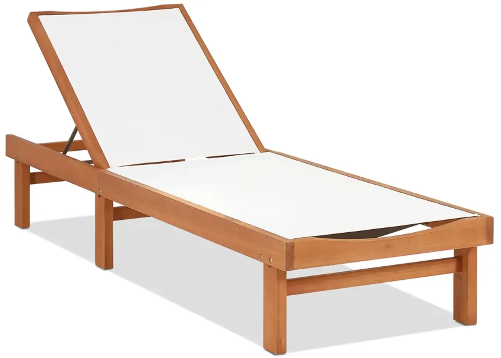 Outdoor Wood Chaise Lounge Chair with 5-Postion Adjustable Back