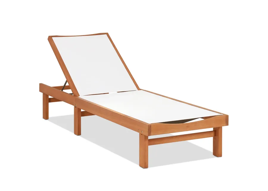 Outdoor Wood Chaise Lounge Chair with 5-Postion Adjustable Back